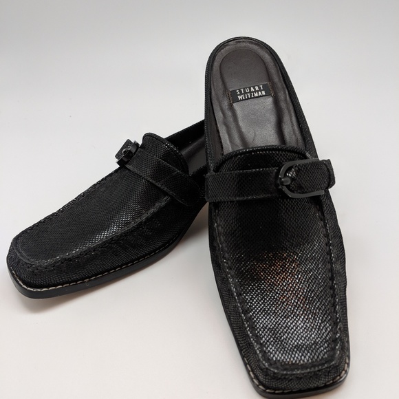 SALE!! Stuart Weitzman slip on black mules - Picture 1 of 8